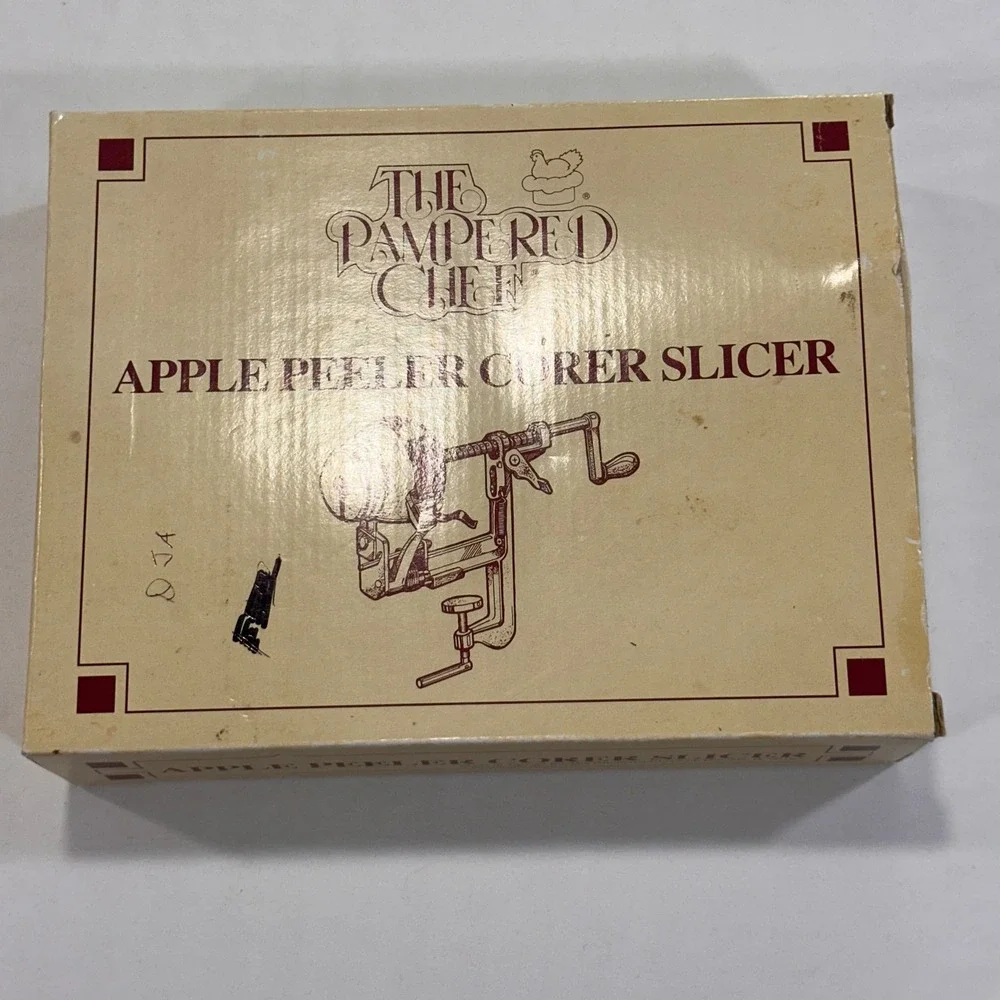 Pampered Chef Apple Peeler Corer Slicer Kitchen Tool Silver Red‎ | Cottagecore